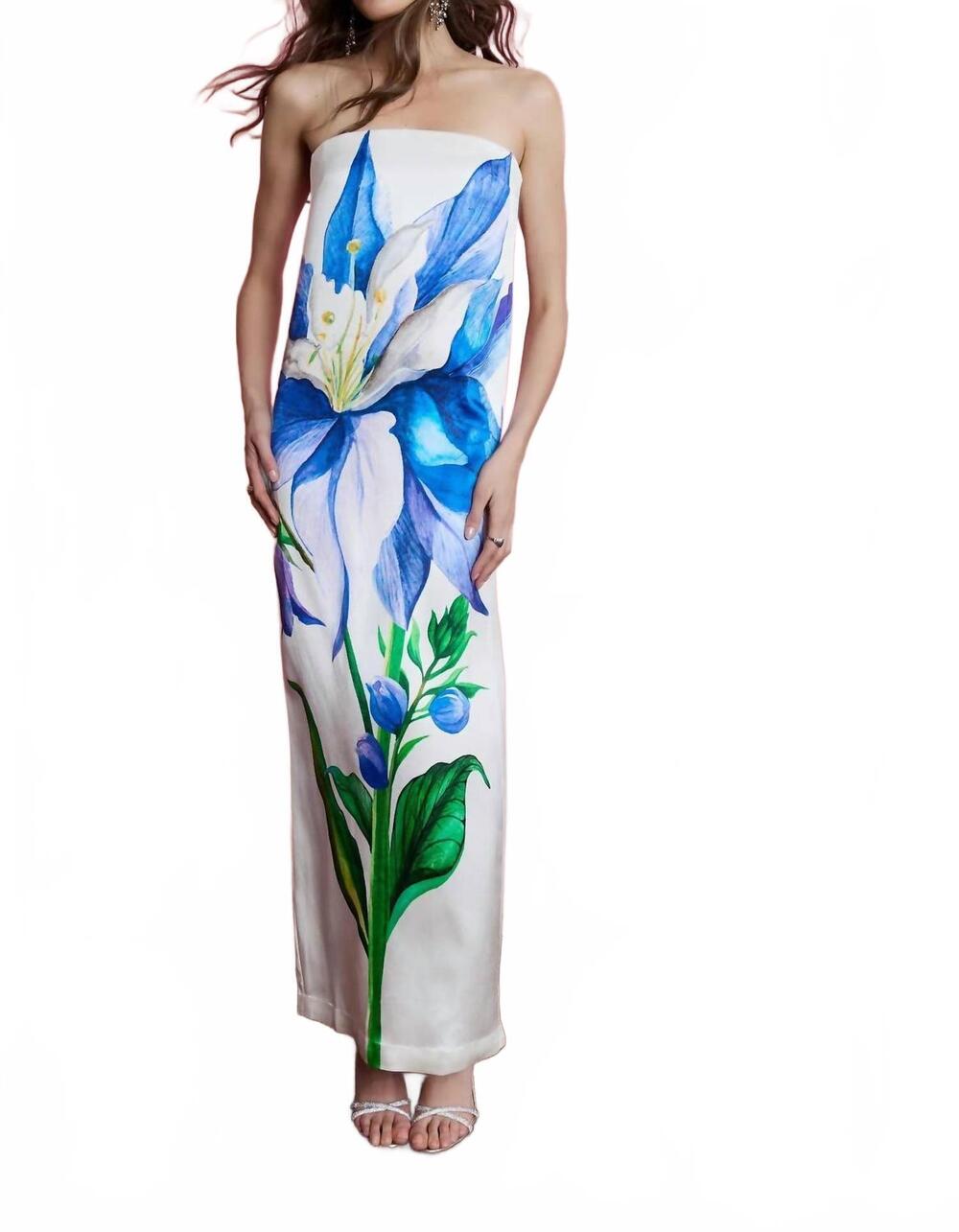 NEW LA FUORI women's iris dress in sapphire garden